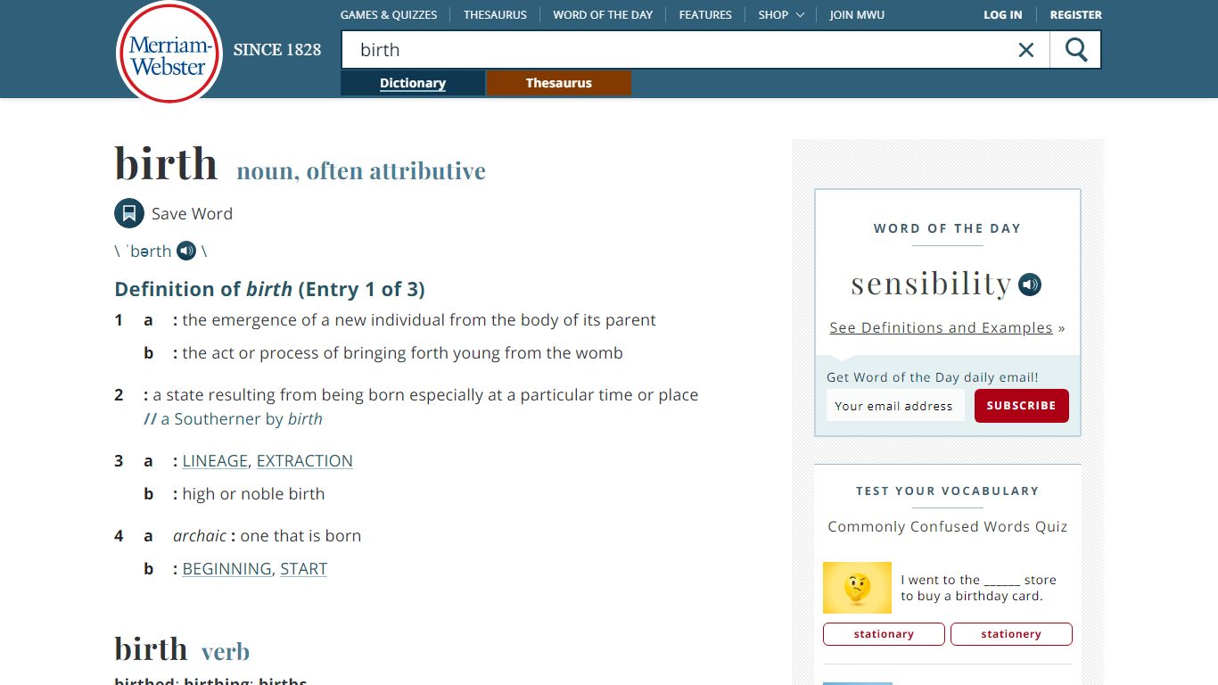 Birth Definition & Meaning - Merriam-Webster